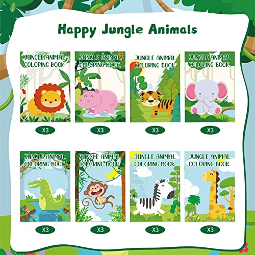 Honoson 24 Libros para Colorear de Animales de Safari Selva Bosque Recuerdos de Fiesta para Niños Mini Libro de Dibujo de Arte DIY Álbums de Colorear de Zoológico para Cumpleaños Actividades