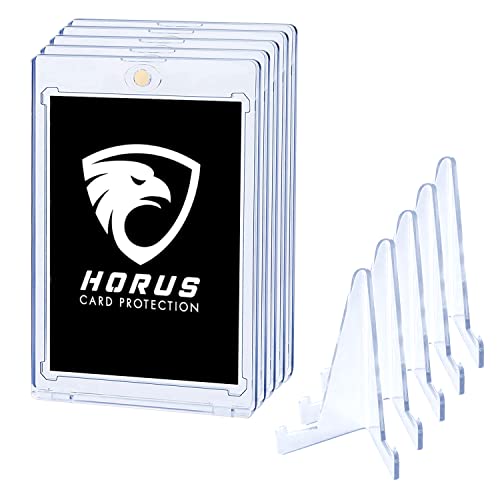 HORUS - Fundas para tarjetas coleccionables con imán, incluye soporte, 5 cargadores magnéticos, incluye patas, ultra transparente y alta protección UV