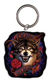 Hot Leathers - Lone Wolf Biker - Unique Metal Llavero Keychain - 2" x 2"