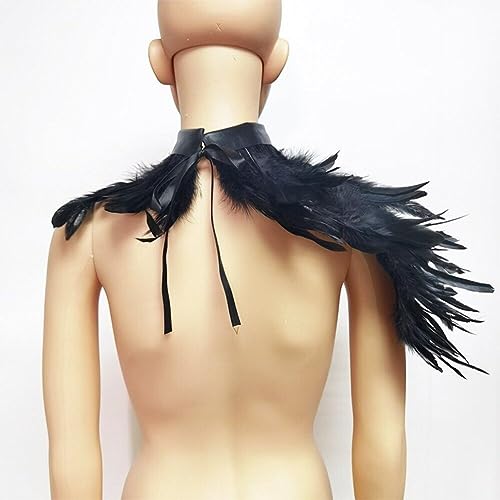 Hrippy Disfraz De Cuervo Gótico Cape De Plumas con Collar De Gargantilla Maléfica para Mujeres Disfraz De Halloween Mascarada De Cosplay Bufanda