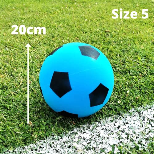 HTI Fun Sport Softball - Balón de fútbol (5, 20 cm, Espuma para Interiores/Exteriores, Pelota de Espuma para Horas de diversión, fútbol para Adultos, niños y niñas de Todas Las Edades (Blue)