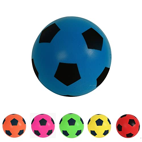 HTI Fun Sport Softball - Balón de fútbol (5, 20 cm, Espuma para Interiores/Exteriores, Pelota de Espuma para Horas de diversión, fútbol para Adultos, niños y niñas de Todas Las Edades (Blue)
