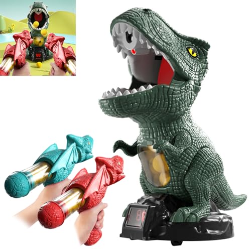 HUAOLAWQ Juego de objetivo móvil 3 emocionantes modos de juego, regalos de dinosaurio, dinosaurio hambriento con pistola de bomba de aire para niños y niñas