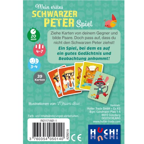 Huch & Friends-Mi Primer Juego Black Peter-Perros y Gatos Schwarzer Familiar-Nota y observación, Color memo, Medium (405014)