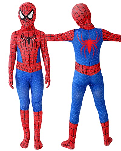 HVIERO - Disfraz de araña infantil de 3 a 12 años con guante lanzador araña, traje araña infantil, cosplay, Halloween, carnaval, disfraz, regalos de Navidad, combinación araña infantil (Spider-B,150)