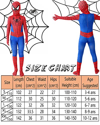 HVIERO - Disfraz de araña infantil de 3 a 12 años con guante lanzador araña, traje araña infantil, cosplay, Halloween, carnaval, disfraz, regalos de Navidad, combinación araña infantil (Spider-B,150)