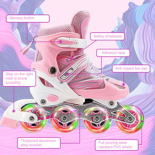 HWGING Patines en línea 2 en 1 para niños, patines en línea ajustables para niños, patines en línea para niños, patines en línea de tamaño ajustable, patines de ruedas para niños y niñas jóvenes
