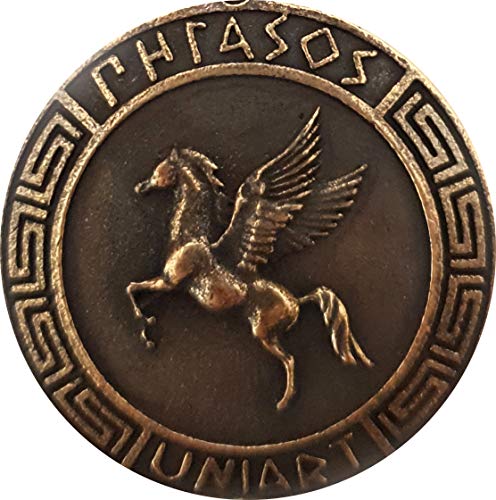 IconsGr Llavero de Moneda Antigua Hercules Escudo Pegasus Llavero Azul