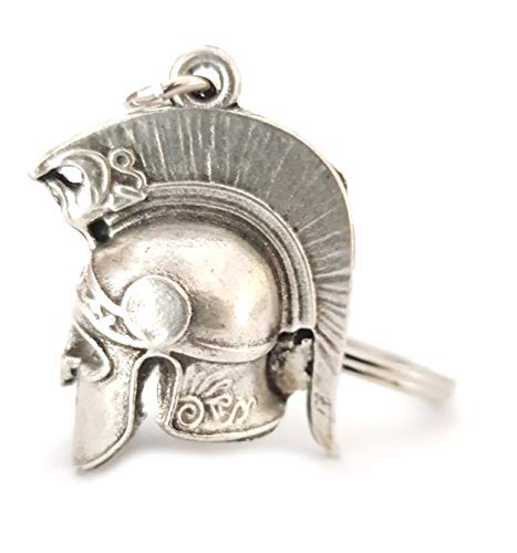 IconsGr Llavero de soldado espartano antiguo casco de batalla Baring the Sphinx Llavero 2, plata, M