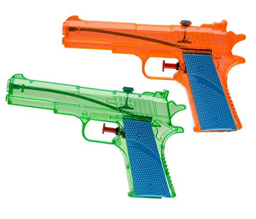 Idena-2 Pistolas de Agua de plástico, Color Verde y Naranja, Aprox. 18 cm, para niños, Vacaciones, la Playa o la Piscina, Berlin 40112