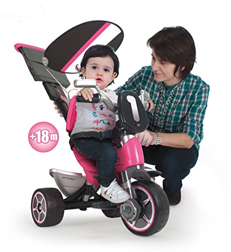 INJUSA - Triciclo Evolutivo Body Sport Rosa, para Niños +10 Meses, con Mango de Dirección Parental, Arco y Cinturón de Seguridad, Parasol, Mochila Extraíble, Cubeta Trasera y Porta-Botellas