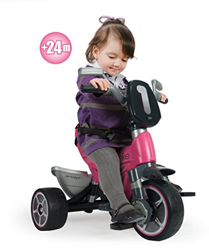 INJUSA - Triciclo Evolutivo Body Sport Rosa, para Niños +10 Meses, con Mango de Dirección Parental, Arco y Cinturón de Seguridad, Parasol, Mochila Extraíble, Cubeta Trasera y Porta-Botellas
