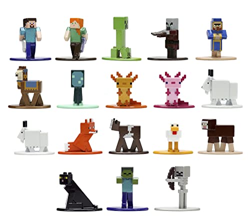 Jada - Set de 18 Figuras Minecraft Caves&Cliffs, Fabricadas en Metal, 4cm, Coleccionables, Licencia Oficial Minecraft (253265008)