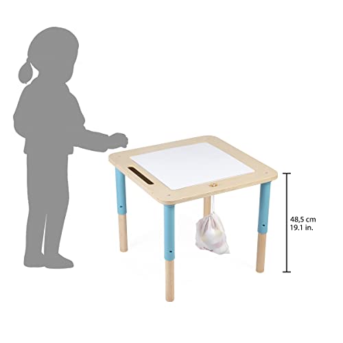 Janod - Mesa de actividades de madera escalable - 5 actividades para los primeros años - Tablero de dibujo magnético - Mesa que crece con el niño - A partir de los 18 meses, J08041