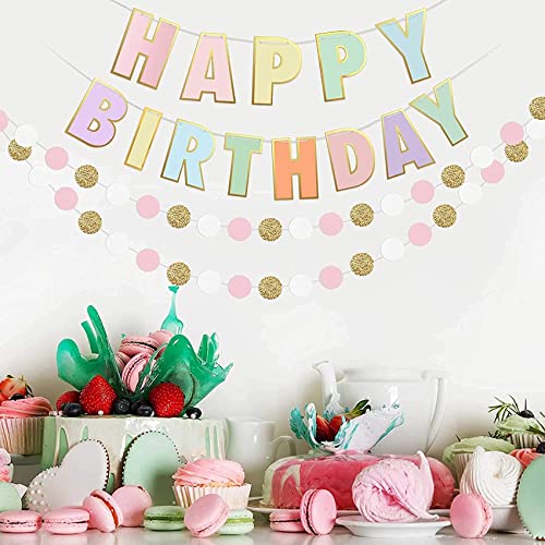 JeoPoom Feliz Cumpleaños Happy Birthday Banner para Decoración de Fiesta de Cumpleaños, Banderines Feliz Cumpleaños Multicolor