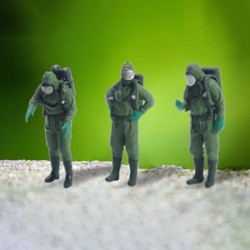 JISADER 3X Figura de Bombero Figura de Personaje muñeca Juego de rol Figura, simulación Realista Juguete en Miniatura Personas pequeñas Diorama Mesa de Arena, 2cm Verde