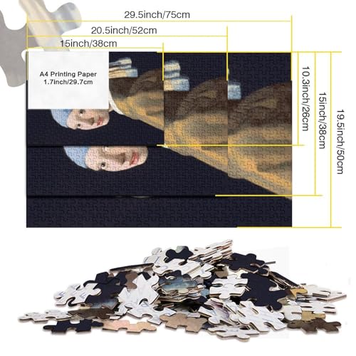 Johannes Vermeer Puzzles para Adultos, Pintura al óleo Puzzle De Madera De 1000 Piezas Pinturas Mundialmente Famosas Puzzle, Obra De, Artee De Juego De, Het Meisje Met De Parel Rompecabezas, 1000pcs