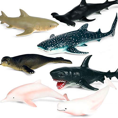 JOKFEICE Figuras de Animales realistas tiburón limón Juguete de Goma Animal Marino, Proyecto de Ciencia, decoración de Torta, cumpleaños para niños pequeños 3 4 5