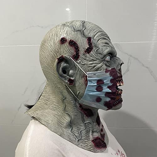 Jomewory 2 fundas faciales integrales Zombie | Sombreros de látex para Zombie Humano, Cascos Zombie Sangrientos Decoración Cabeza Integral