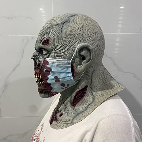 Jomewory 2 fundas faciales integrales Zombie | Sombreros de látex para Zombie Humano, Cascos Zombie Sangrientos Decoración Cabeza Integral