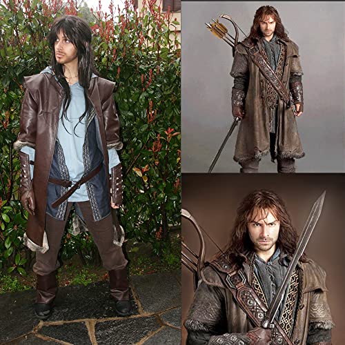 JOMICO Kili - Pelucas de cosplay para hombre, disfraz de Halloween The Hobbit Un viaje inesperado, pelucas sintéticas largas y rizadas con flequillo, colas de caballo