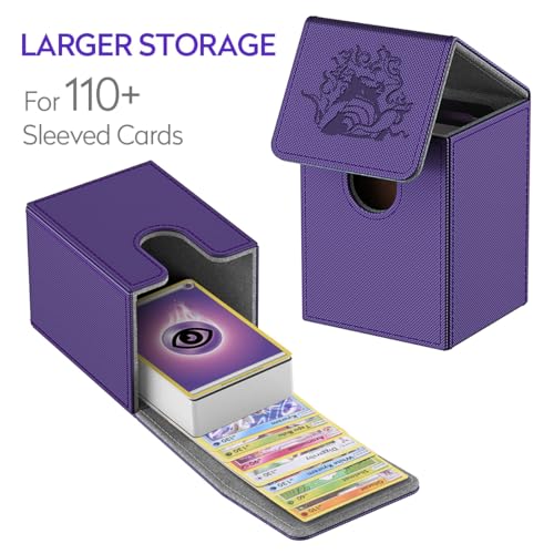 JoyHood Deck Box Compatible con Cartas PTCG, Incluye 2 Card Dividers por Deck Holder Case, Caja Cartas Se Adapta an hasta 110 TCG Tarjeta - Malva