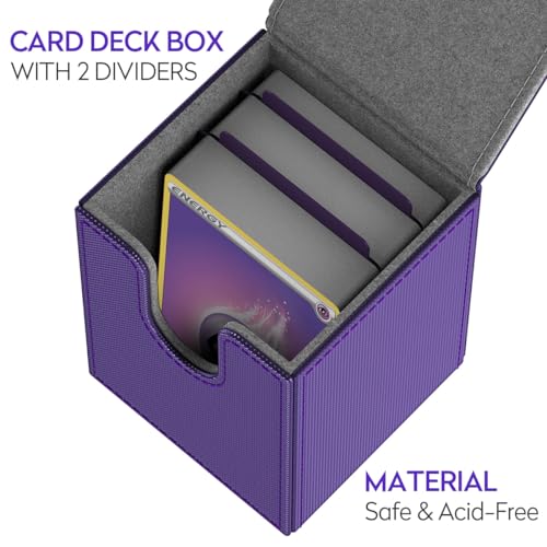 JoyHood Deck Box Compatible con Cartas PTCG, Incluye 2 Card Dividers por Deck Holder Case, Caja Cartas Se Adapta an hasta 110 TCG Tarjeta - Malva