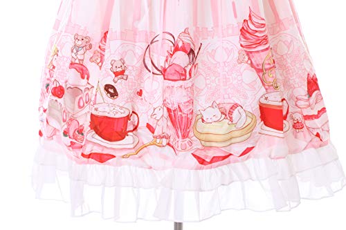 JSK-70-2 Rosa Teatime Desierto Conejo Gato Oso Manga Corta Vestido Pastel Gótico Lolita Cosplay Disfraz Kawaii