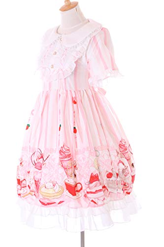 JSK-70-2 Rosa Teatime Desierto Conejo Gato Oso Manga Corta Vestido Pastel Gótico Lolita Cosplay Disfraz Kawaii