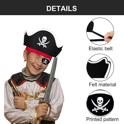 Juego Accesorios Pirata,Accesorios Disfraz Pirata Niños,6 Piezas Sombrero Pirata Para Niños,6 Piezas Pirata Parche Ojo,Parches Sombrero Pirata Y Ojo Pirata,Sombrero Y Parche Pirata,Sombrero Calavera