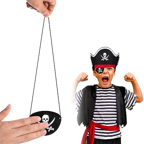 Juego Accesorios Pirata,Accesorios Disfraz Pirata Niños,6 Piezas Sombrero Pirata Para Niños,6 Piezas Pirata Parche Ojo,Parches Sombrero Pirata Y Ojo Pirata,Sombrero Y Parche Pirata,Sombrero Calavera