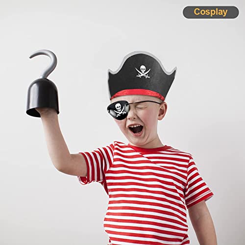 Juego de 12 parches de ojo con diseño de calavera, sombrero pirata clásico, máscara de ojo con estampado de calavera, Halloween para adultos y niños, fiesta de piratas, gorra de pirata