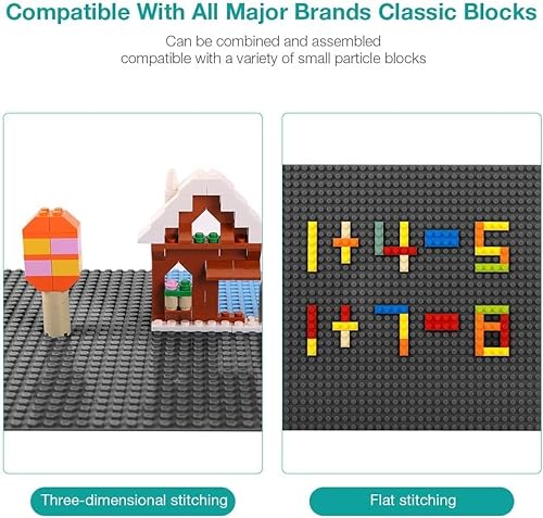 Juego de 6 módulos compatibles con la mayoría de las marcas de base de 25,25 cm, color blanco, gris y negro, compatible con ladrillos Lego clásicos