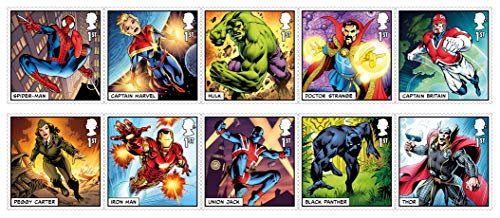 Juego de coleccionistas de sellos de Marvel.