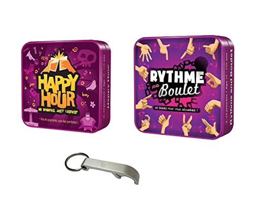 Juego de juegos de viaje en francés Ritmo and Boulet + Happy Hour + 1 abrebotellas Blumie (Rythme and Boulet + Happy Hour)