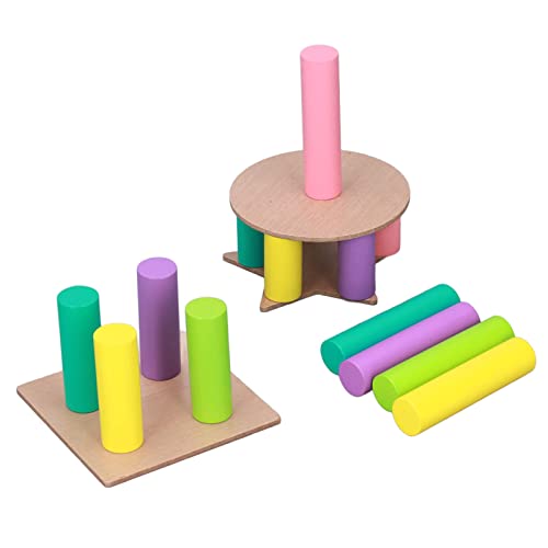 Juego de pila de torre, bloques de construcción educativos Montessori Superficie lisa haya interactiva Color brillante con pegatina de guardería