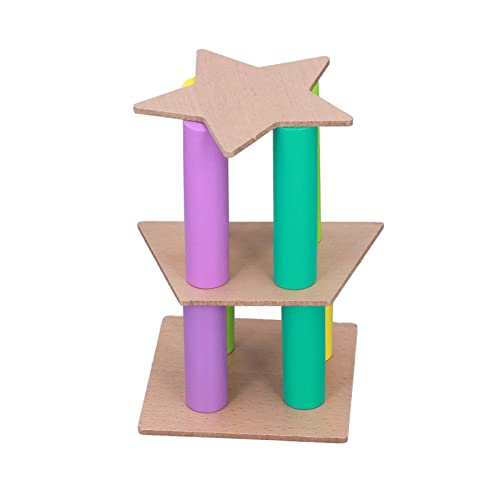 Juego de pila de torre, bloques de construcción educativos Montessori Superficie lisa haya interactiva Color brillante con pegatina de guardería
