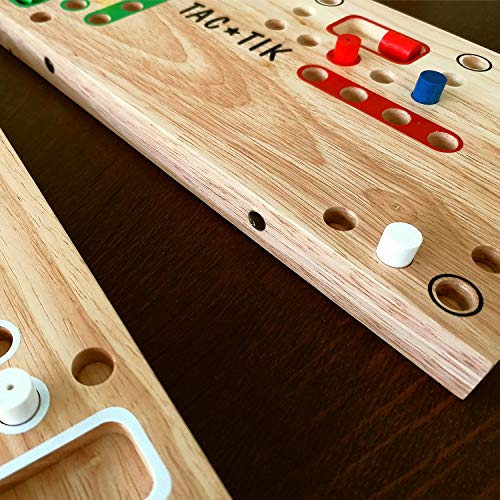 Juego de TAC★TIK de 2 a 6 jugadores a partir de 7 años, bandeja modulable, fabricación artesanal de madera maciza de Evea eco-responsable, juego de mesa familiar, marca francesa Le Delirant®.