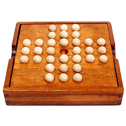 Juegos de solitario de madera Divertido juego de mesa de mármol Actividad cognitiva Ajedrez de diamantes para niños Adultos Juguetes Rompecabezas Juegos de rompecabezas Juego de canicas para pers