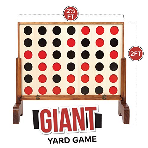 Jugar pelotón gigante madera 4 en una fila conectar juego, madera manchada - caída cuatro patio al aire libre juego