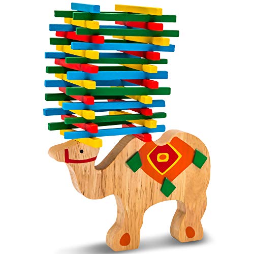 Juguete de madera para apilar con camello de Montessori Natureich para el desarrollo de la destreza con palitos Colorido/natural