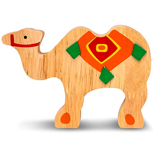 Juguete de madera para apilar con camello de Montessori Natureich para el desarrollo de la destreza con palitos Colorido/natural