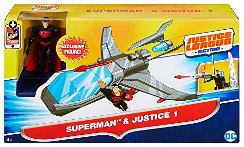 JUSTICE LEAGUE Action FGP35 - Juego de vehículos Superman and Justice 1"