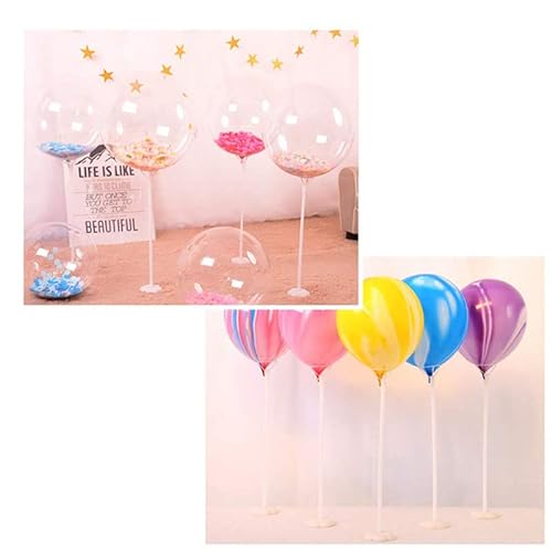 KAYSENSUK 12 juegos de soporte para globos con palets de plástico Kit soporte para globos con base para fiesta de cumpleaños, decoración de bodas, fiestas de jardín y celebraciones