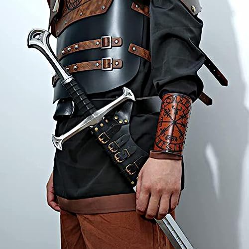 keland 2 PCS Accesorios Renacimiento Funda de Cuero para Espada & Cinturón Vikingo Medieval (Negro)