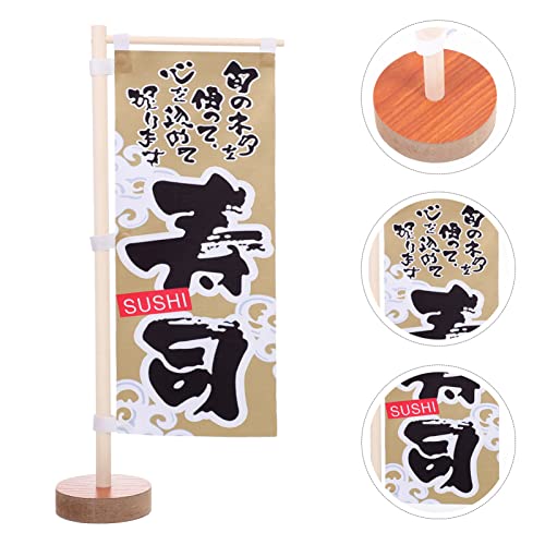 KICHOUSE Mini Corredor De Mesa Japonés Empavesado De Bandera Para Escritorio Mini Bandera De Sushi Banderas Japonesas De Sushi Bandera De Izakaya Estilo Japones Madera Palillo De