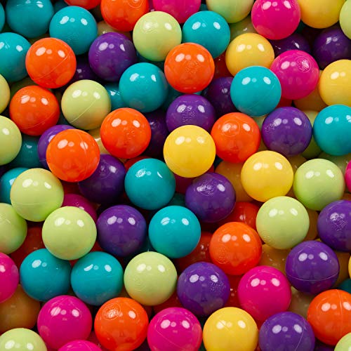 KiddyMoon 50 ∅ 7Cm Bolas Colores De Plástico para Piscina para Niños, Verdeclr/Amarillo/Turquesa/Naranja/Rosaos/Violeta