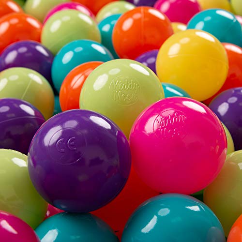 KiddyMoon 50 ∅ 7Cm Bolas Colores De Plástico para Piscina para Niños, Verdeclr/Amarillo/Turquesa/Naranja/Rosaos/Violeta
