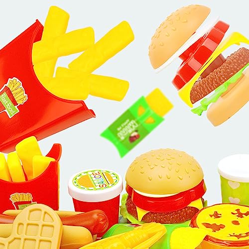 KieTeiiK Juguete, juego infantil para jugar, juguete de comida, juguete para casa de juegos, hamburguesa realista/perrito caliente/patatas fritas modelo niña rollo para