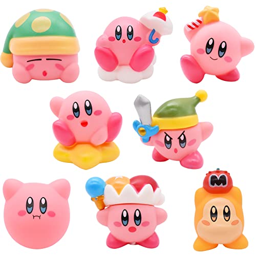Kirby Juego de Juguetes, 8 piezas Kirby Cake Topper, DIY Cake Topper Figuras, Cupcake Topper Figuras, Kirby Theme Suministros de fiesta, Decoración para Tartas